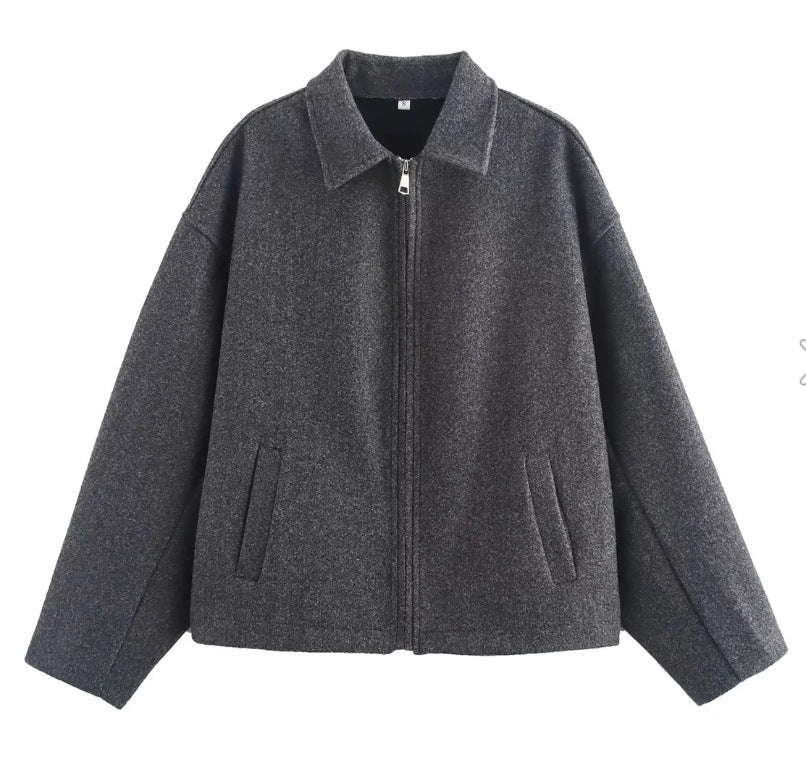 Damen modische cropped Jacke mit breitem Kragen und weichen Materialien ModeGeist