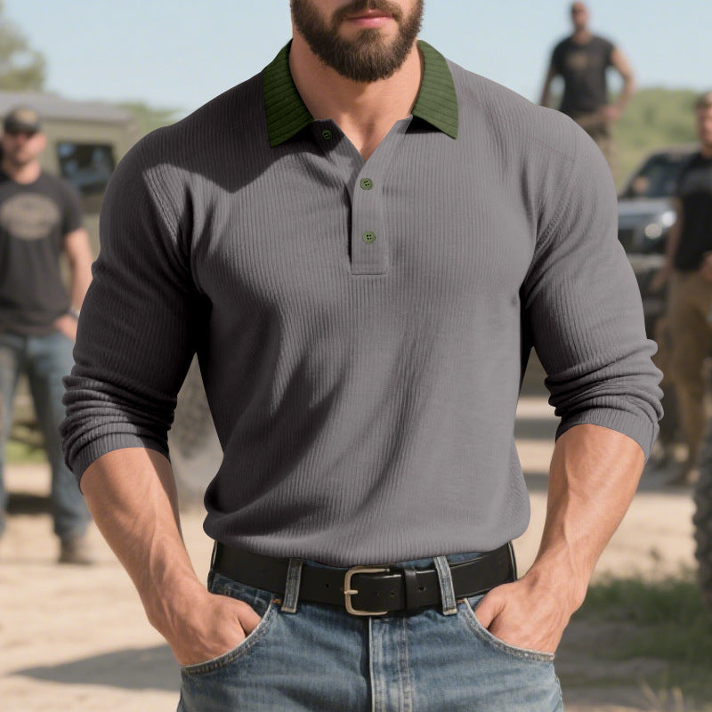 Herren langärmliges Poloshirt mit strukturiertem Design und klassischem Kragen ModeGeist
