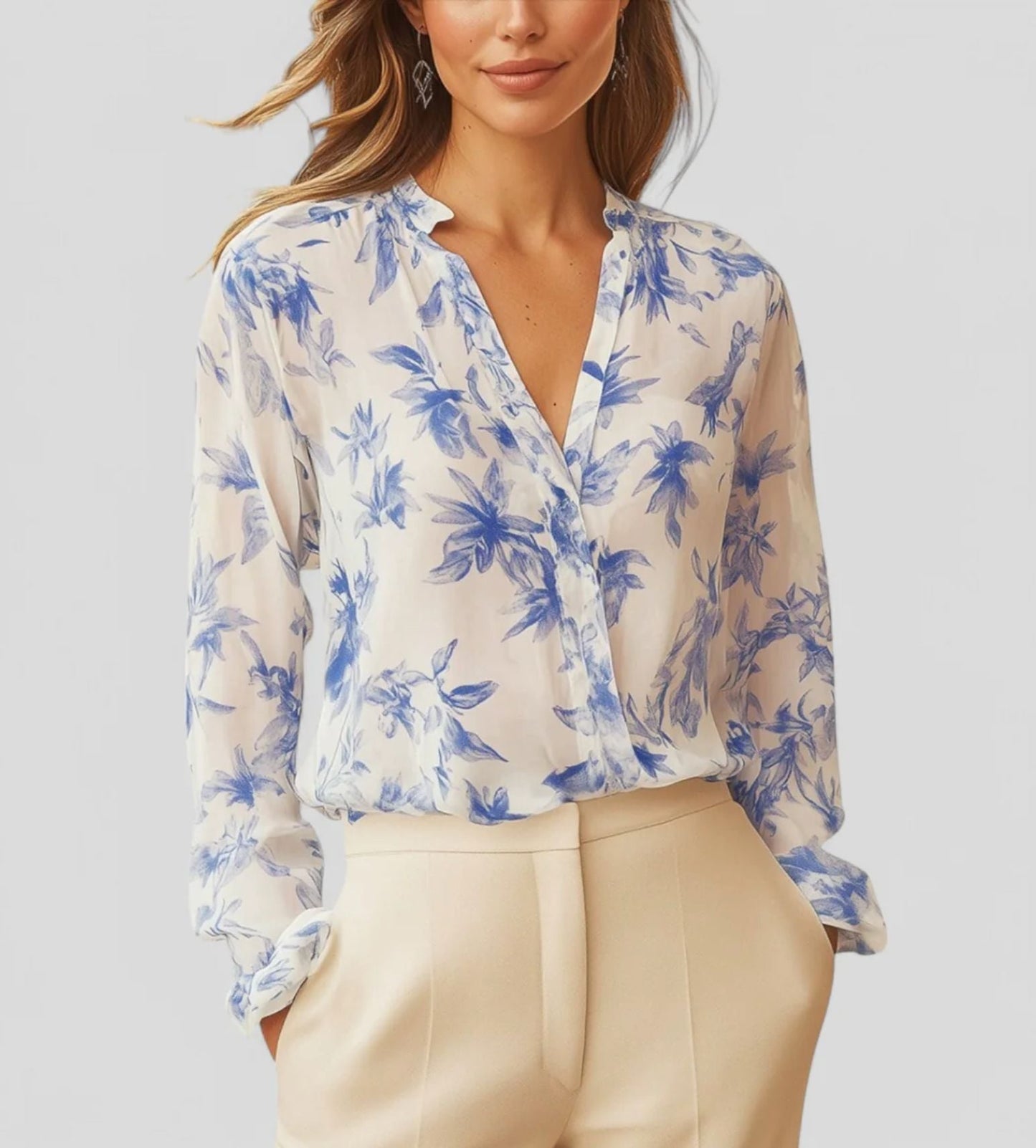 Damen Elegante und leichte Bluse mit floralem Design ModeGeist