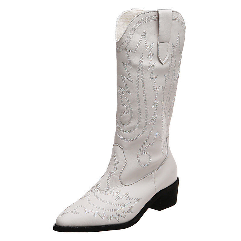 Damen Cowboy-Stiefel mit modischen Verzierungen und elegantem Absatz ModeGeist