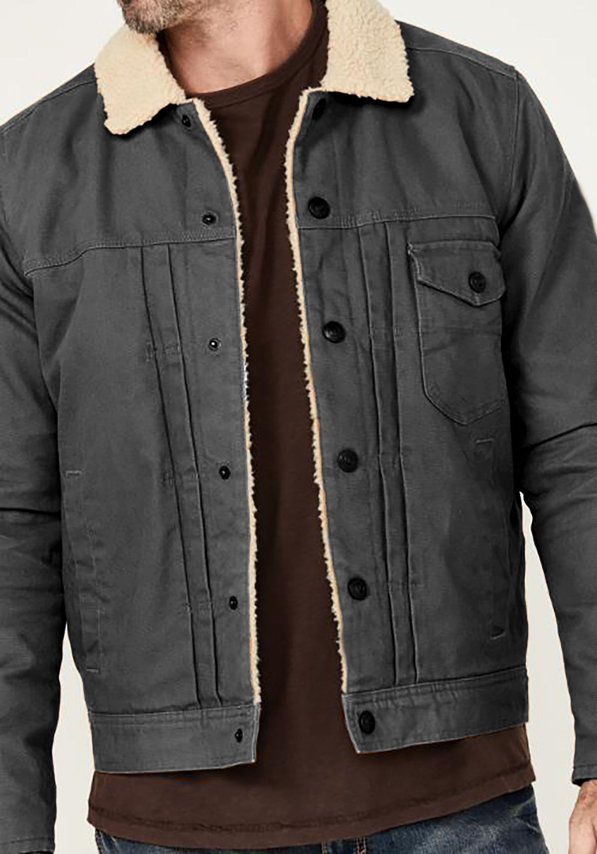 Herren kuschelige Denimjacke mit Sherpa-Futter ModeGeist
