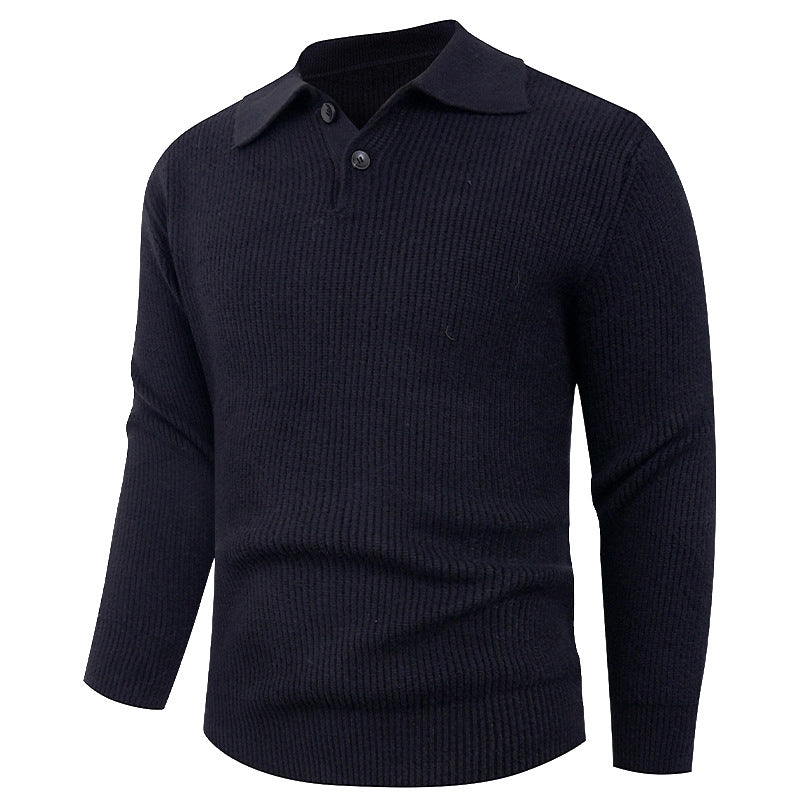 Herren Strickpullover mit modernem Polokragen und funktionalem Knopfverschluss ModeGeist