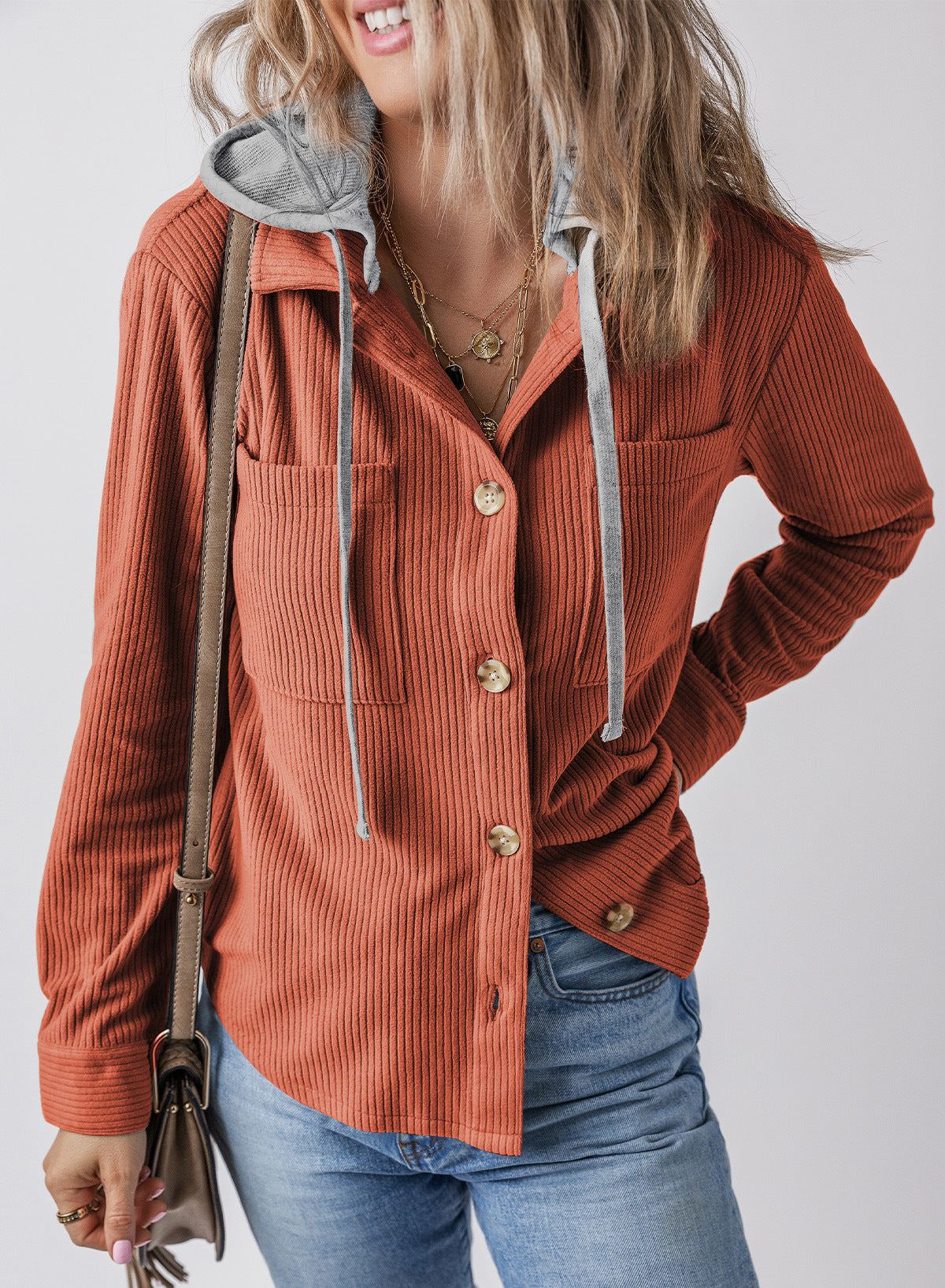 ModeGeist | Revers Knopf Kapuzenjacke