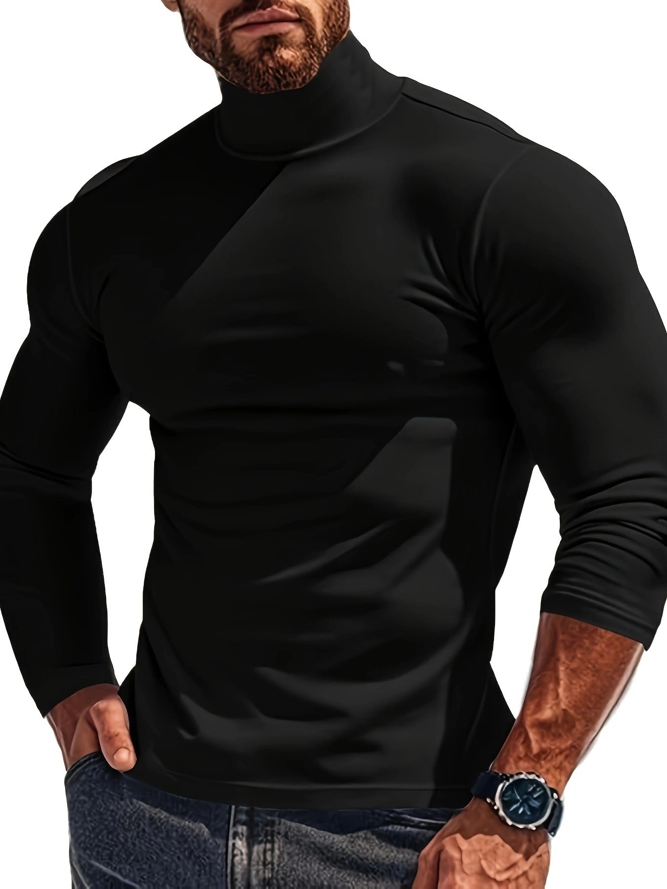 Herren Langärmliges Turtleneck Shirt mit atmungsaktivem Material ModeGeist