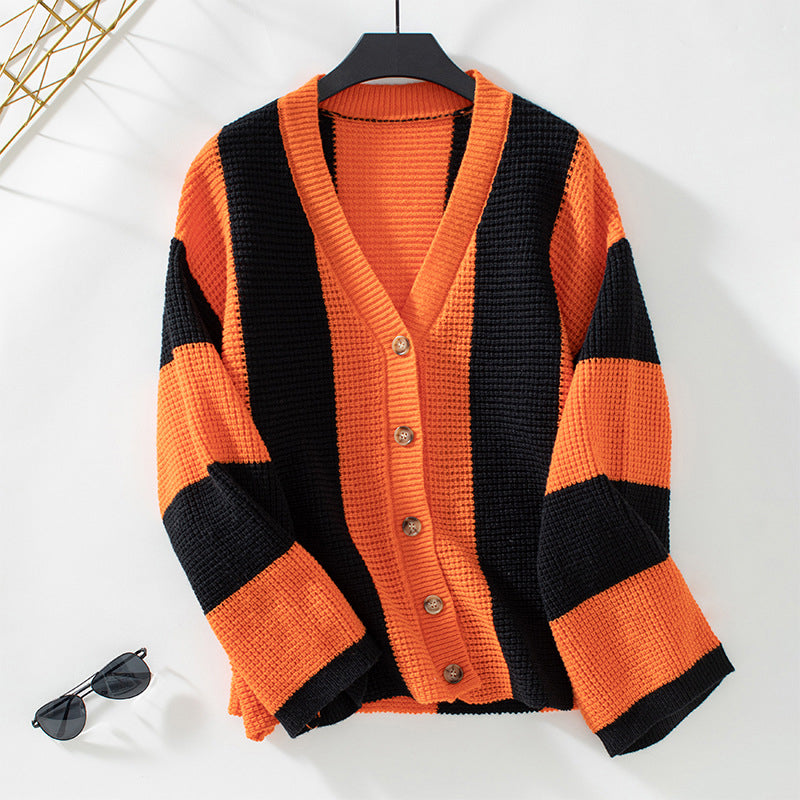 ModeGeist | Gestreifter Strick Strickjacke