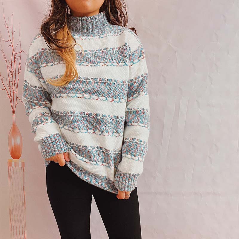 ModeGeist | Gestreifter Strickpullover im Modernen Stil