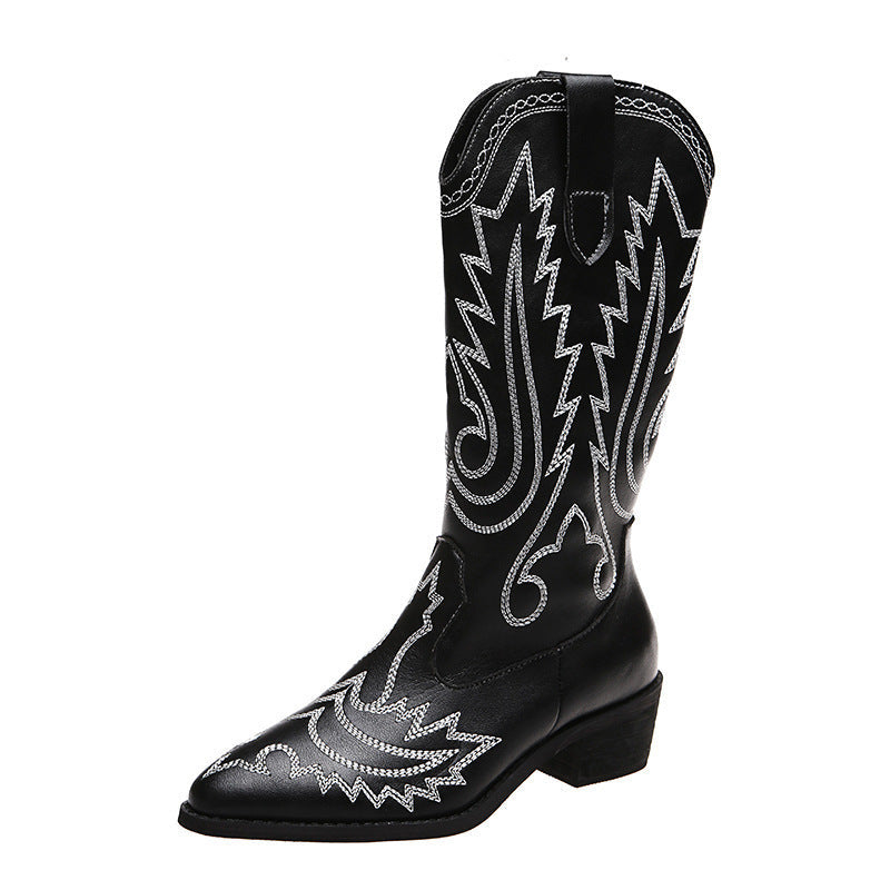 Damen Cowboy-Stiefel mit modischen Verzierungen und elegantem Absatz ModeGeist