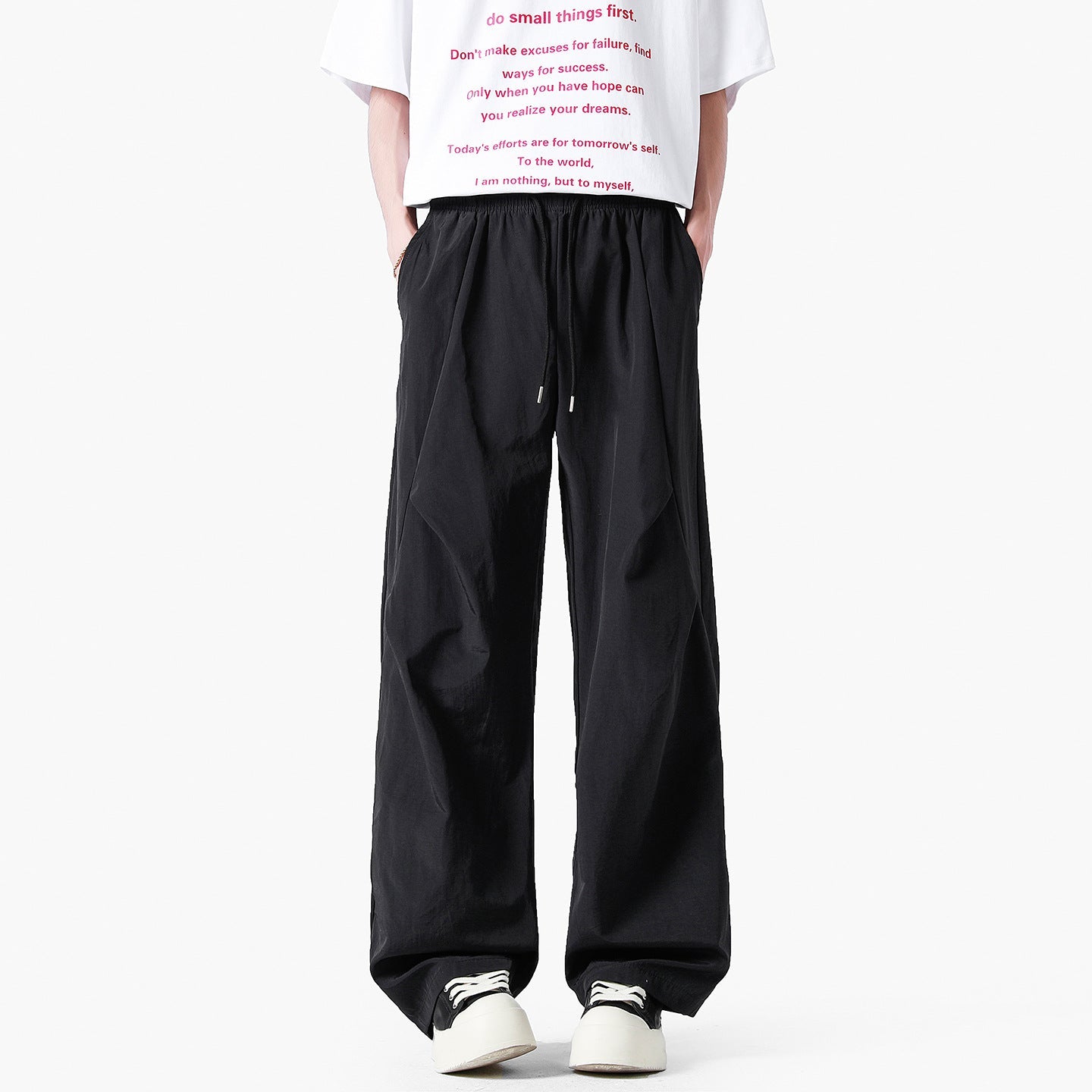 Unisex elegante Freizeithose mit hohem Bund und lockerer Passform ModeGeist