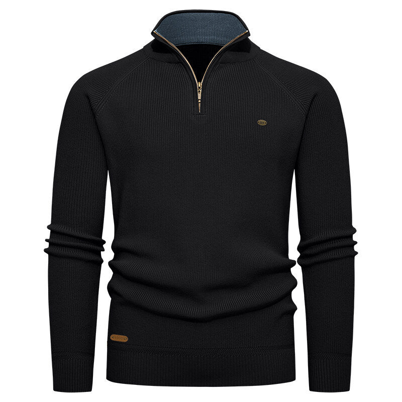 Herren Strickpullover mit Stehkragen und Reißverschluss ModeGeist