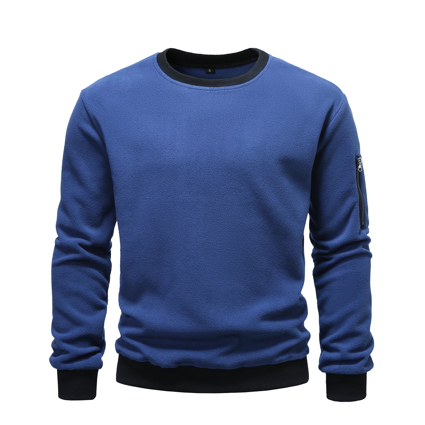 Herren kuscheliger Fleece-Pullover mit Reißverschlusstasche ModeGeist