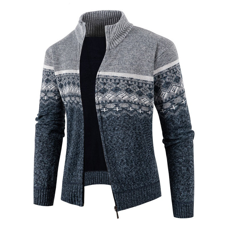 Herren modische Strickjacke mit hohem Kragen ModeGeist