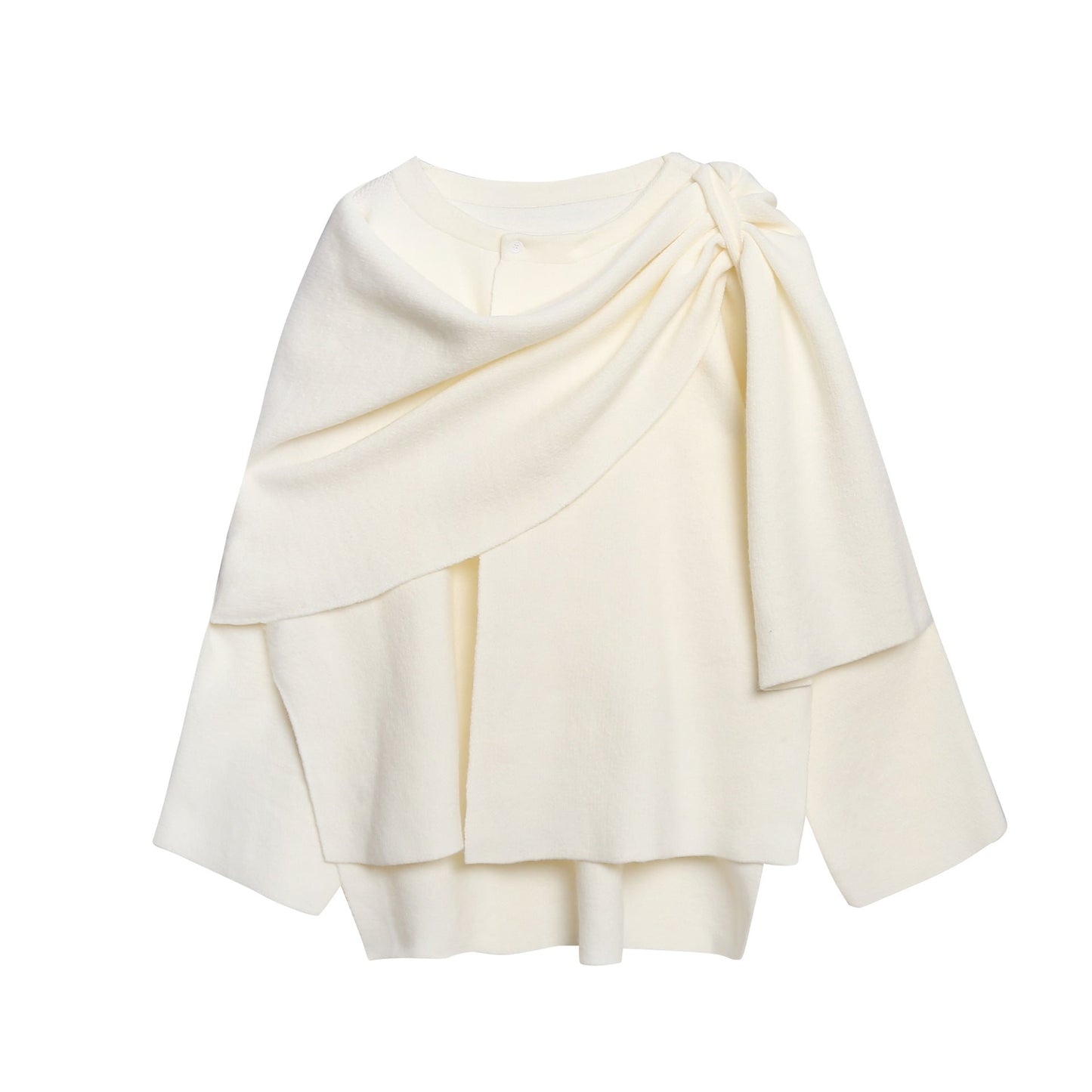 Damen gemütlicher Strickponcho mit raffinierten Drapierungen ModeGeist