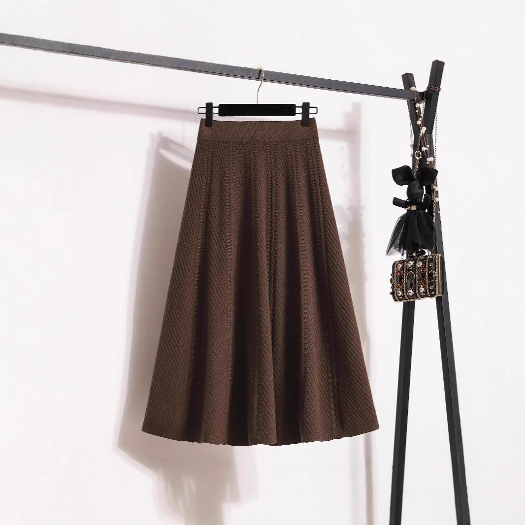Damen Plissierter Midirock mit elastischem Bund und feiner Struktur ModeGeist