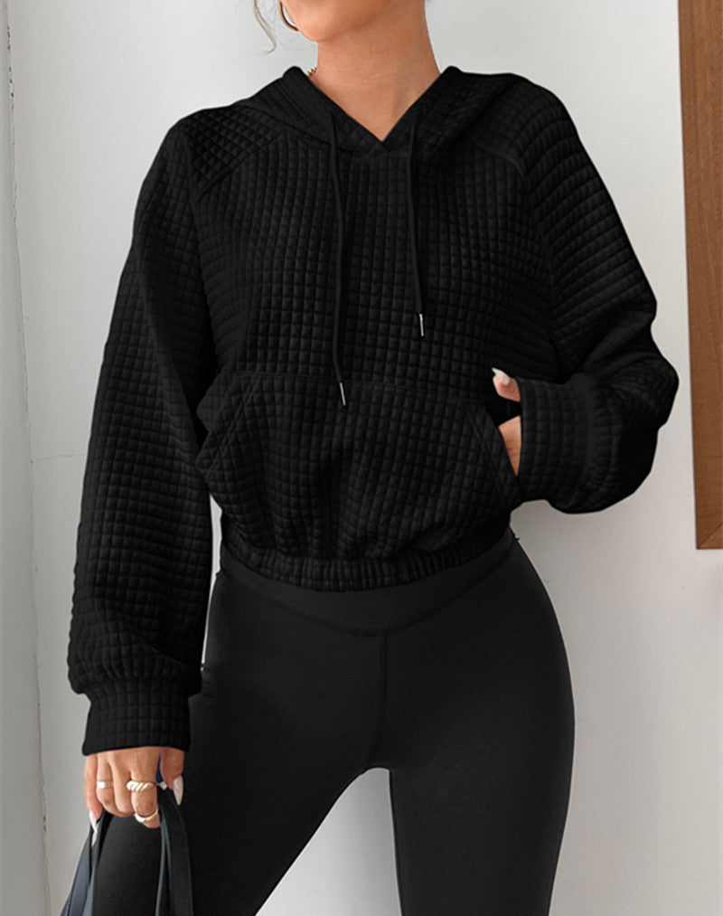 Damen modischer cropped Hoodie mit strukturierter Oberfläche ModeGeist