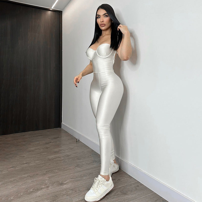 Damen Körperbetonter Jumpsuit mit Bügel-Bustier ModeGeist