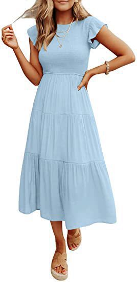 Langes Damenkleid mit elastischem Oberteil und weitem Rock von MODEGEIST