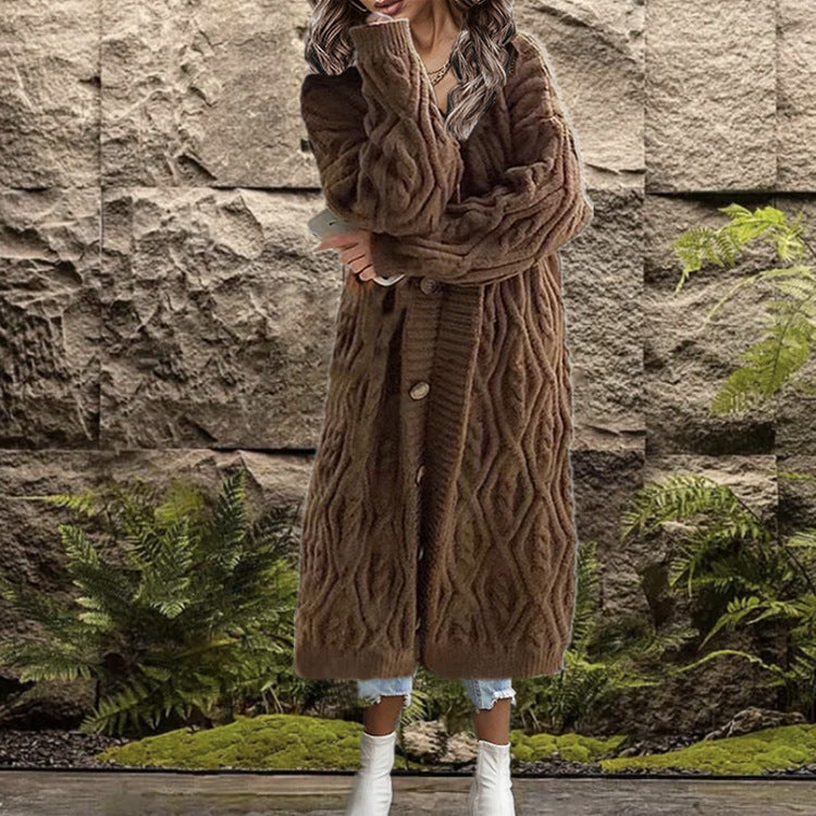 Damen Strickmantel mit kunstvollem Zopfmuster ModeGeist