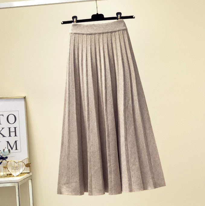 Damen Plissierter Maxi-Rock aus hochwertigem Strickstoff ModeGeist