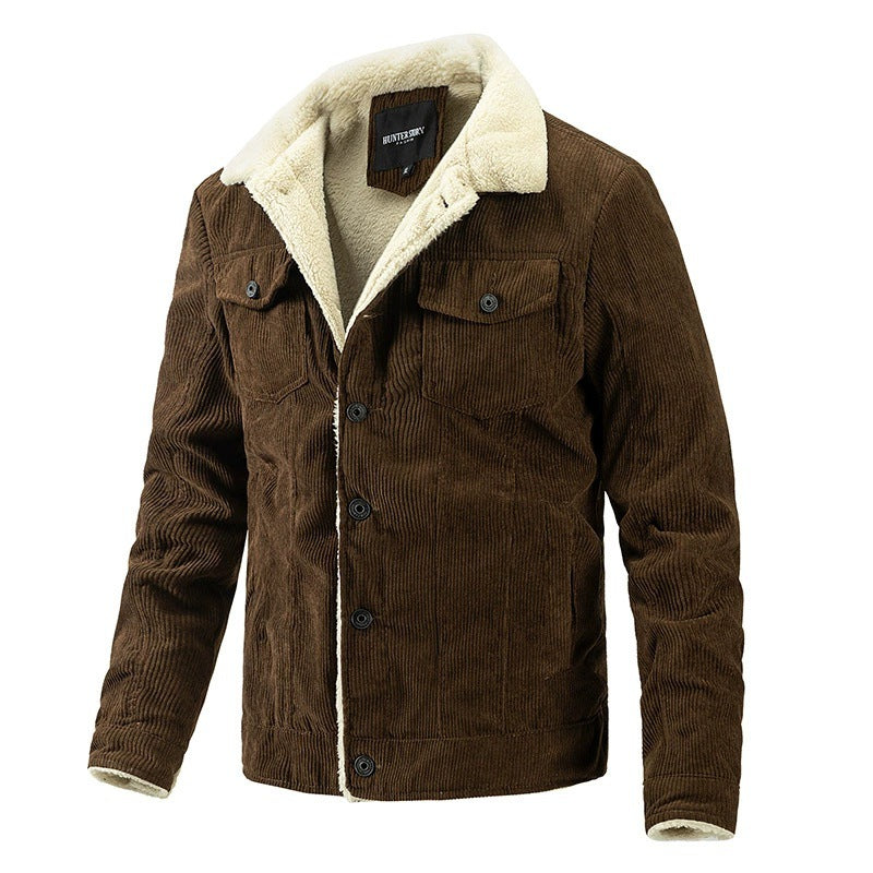 Herren kuschelige Cord-Jacke mit warmem Futter ModeGeist