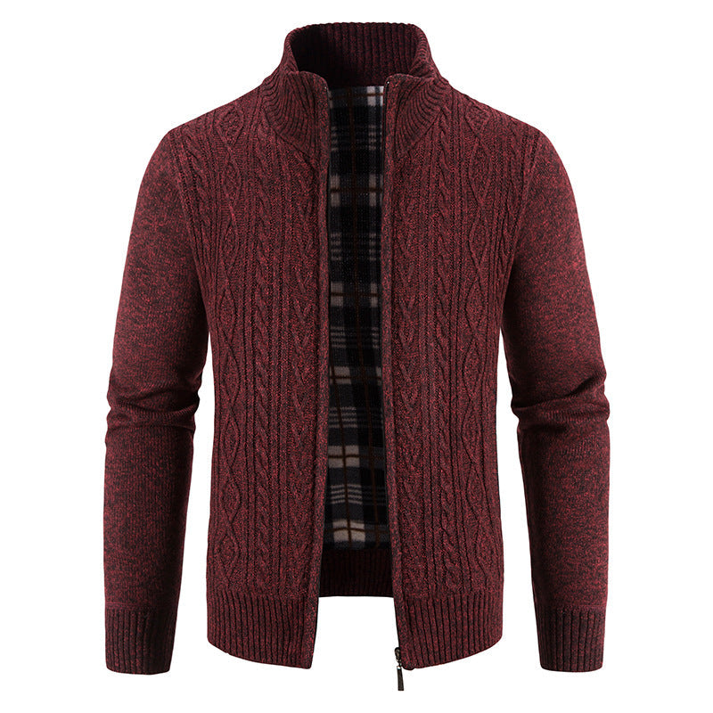 Herren Strickjacke mit hochschließendem Kragen und strukturiertem Design ModeGeist