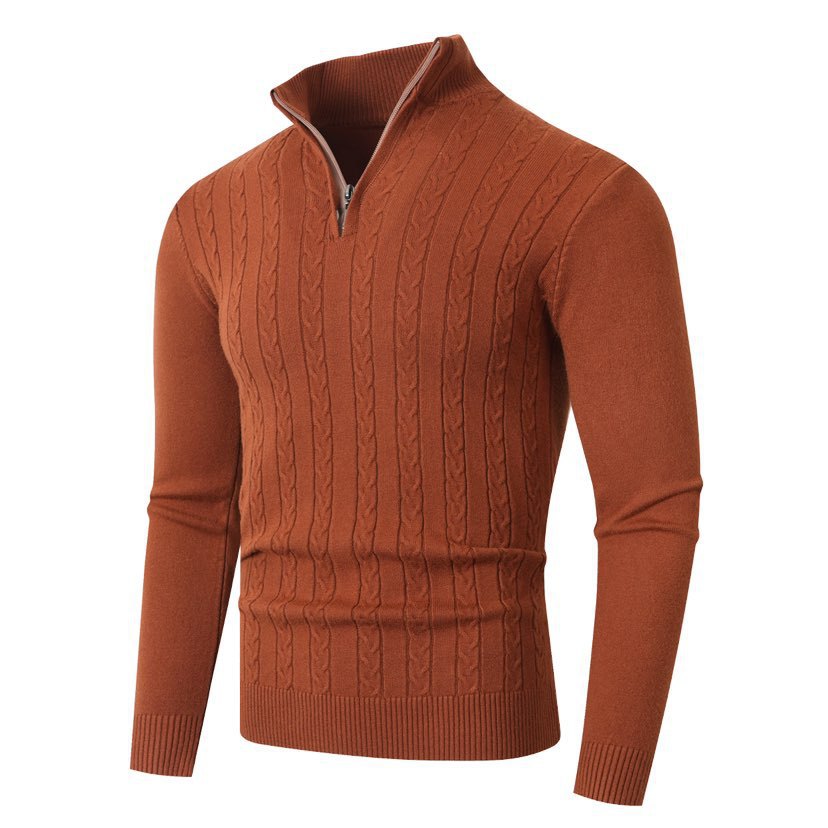 Herren Strickpullover mit modernem Zopfmuster und hohem Kragen ModeGeist