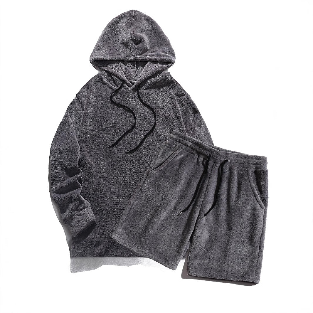 Damen gemütliches Fleece-Hoodie und Shorts Set ModeGeist