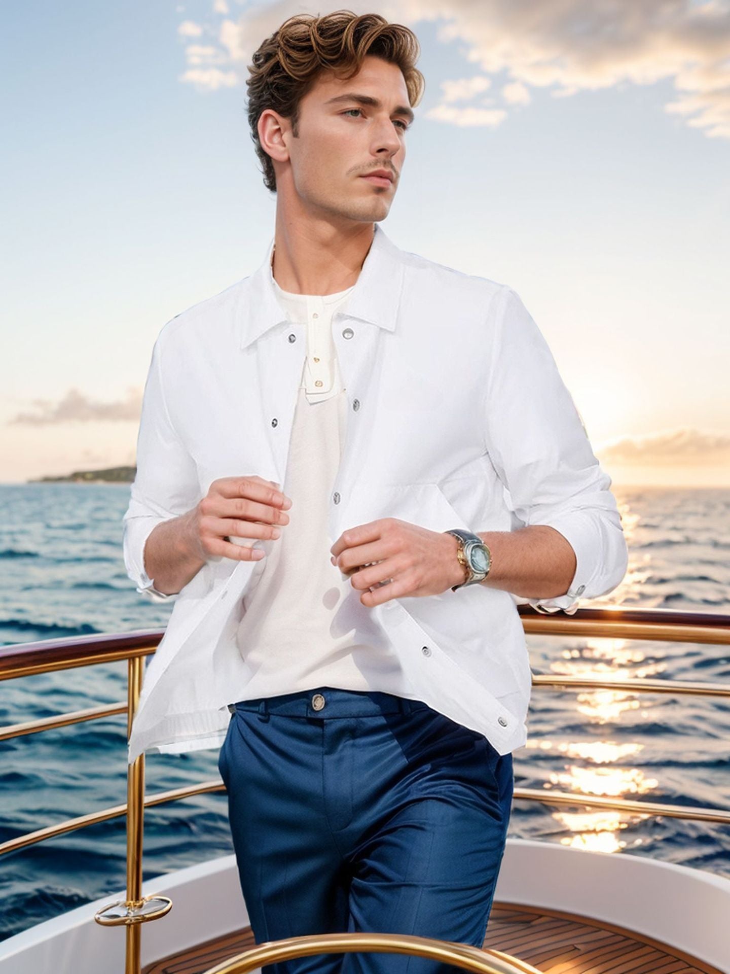 Herren lässige Sommerjacke mit Windschutz ModeGeist