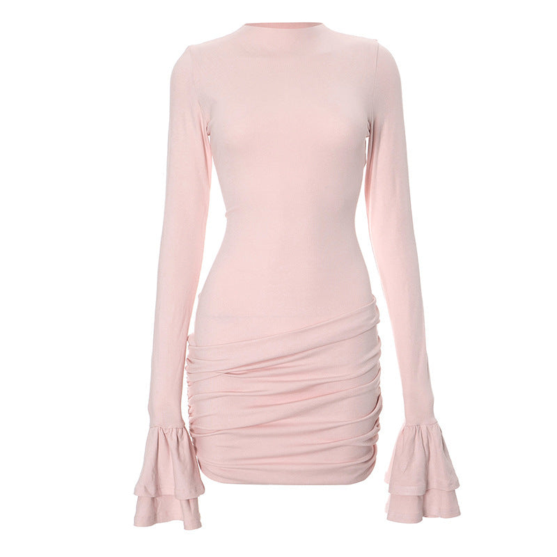 Damen figurbetontes Minikleid mit voluminösen Ärmeln und Raffung ModeGeist