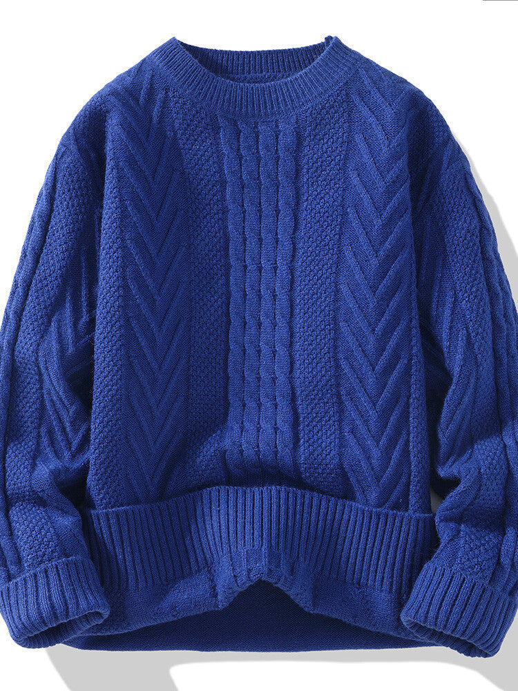 Herren Grobstrickpullover mit Zopfmuster und lässigem Schnitt ModeGeist