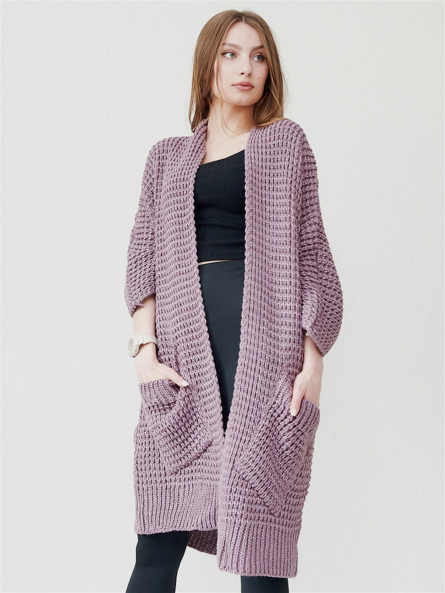 ModeGeist | Strickjacke - Oversized Fit - Offene Vorderseite - Gerippte Kanten - Große Taschen