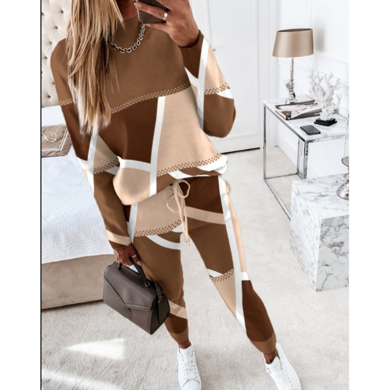 Damen trendy Sweatanzug mit grafischem Muster ModeGeist