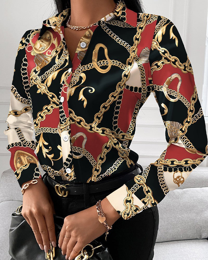 Damen Bluse mit elegantem Kettenmuster ModeGeist