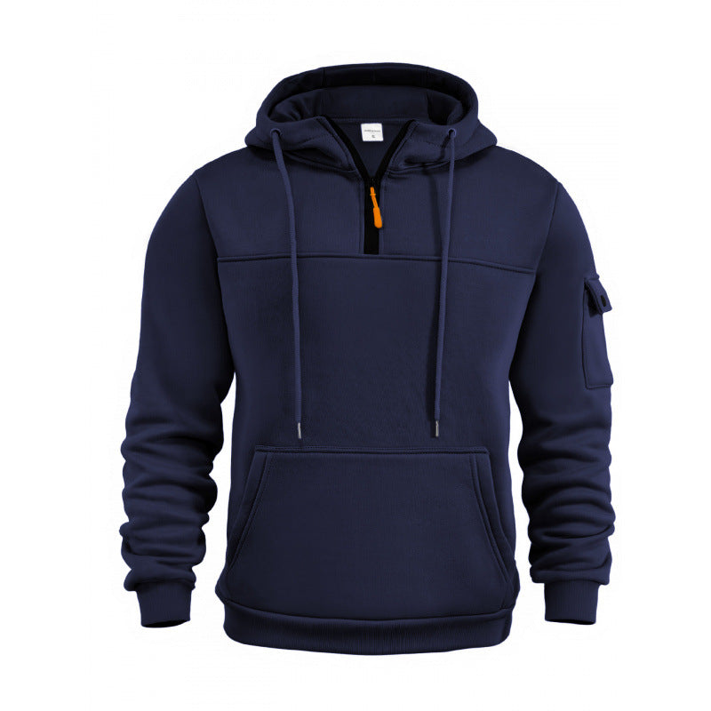 Herren Funktionaler Kapuzenpullover mit Halbreißverschluss und Seitentaschen ModeGeist