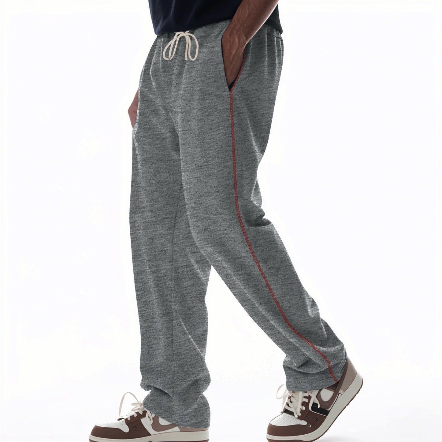 Herren bequeme Jogginghose mit Reißverschluss und seitlichen Taschen ModeGeist