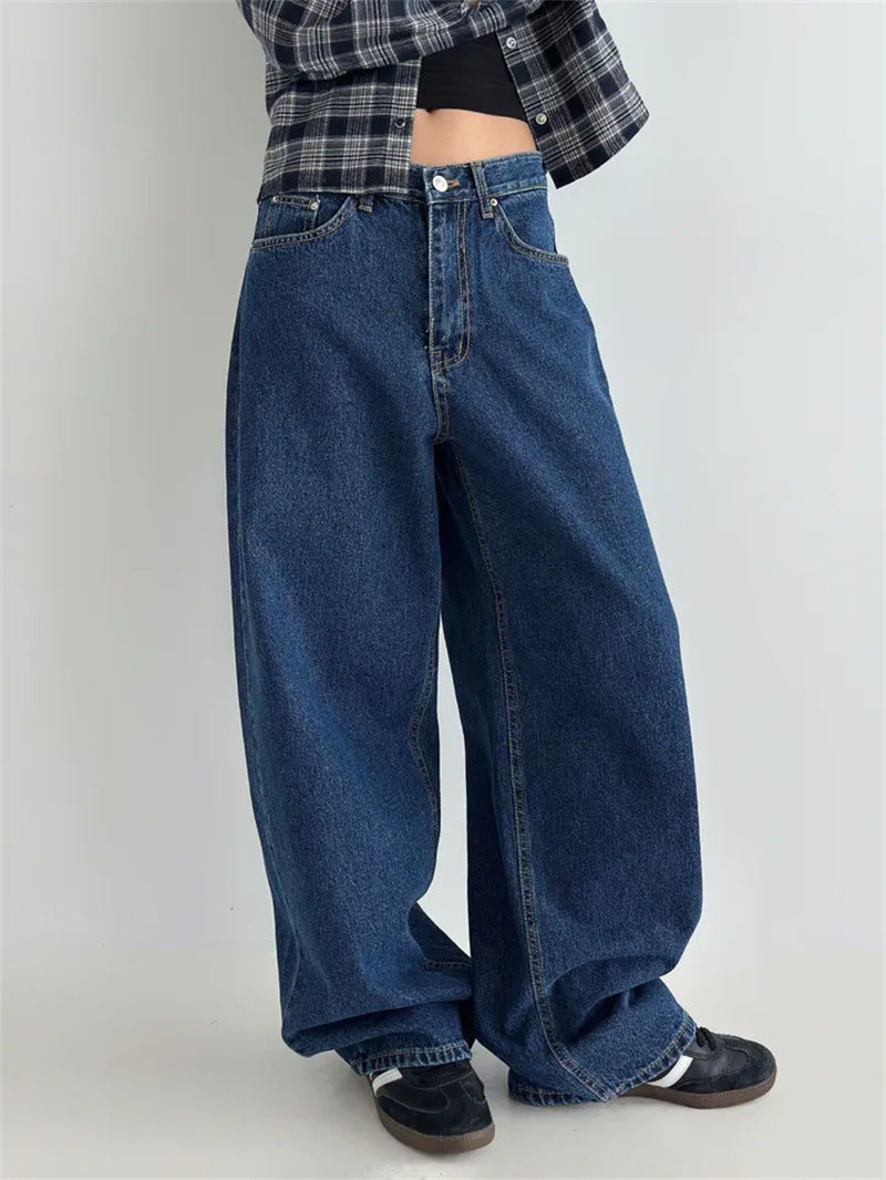 Damen Hochtaillierte Baggy-Jeans ModeGeist