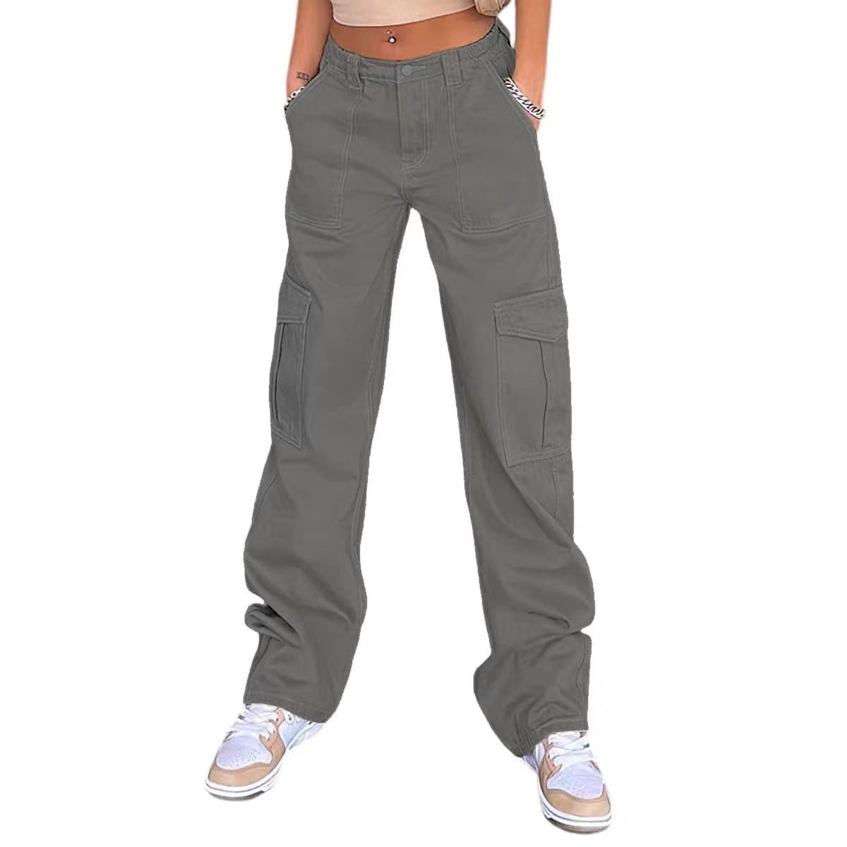 Damen Cargo-Hose mit praktischen Seitentaschen und weitem Schnitt ModeGeist