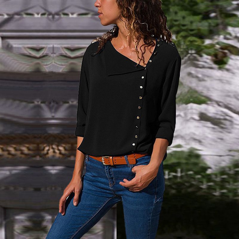 Damen Button-Up Relaxed Fit Bluse ModeGeist