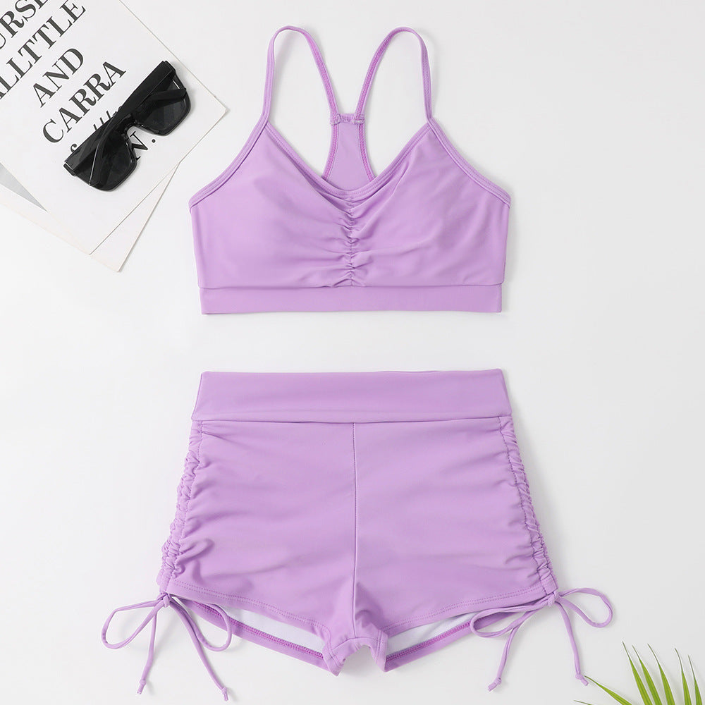 Sport-Bikini für Damen mit gerafftem Top und High-Waist-Hose von MODEGEIST