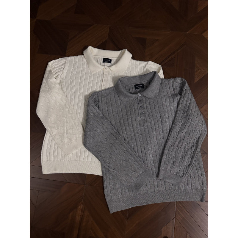 Damen Strickpullover mit klassischem Kragen und feiner Zopfmusterstruktur ModeGeist