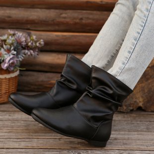 Damen modische Stiefeletten mit elegantem Rüschendesign und weichem Obermaterial ModeGeist