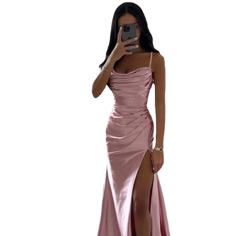 Damen Glamouröses Abendkleid mit seitlichem Schlitz und raffinierten Raffungseffekten ModeGeist