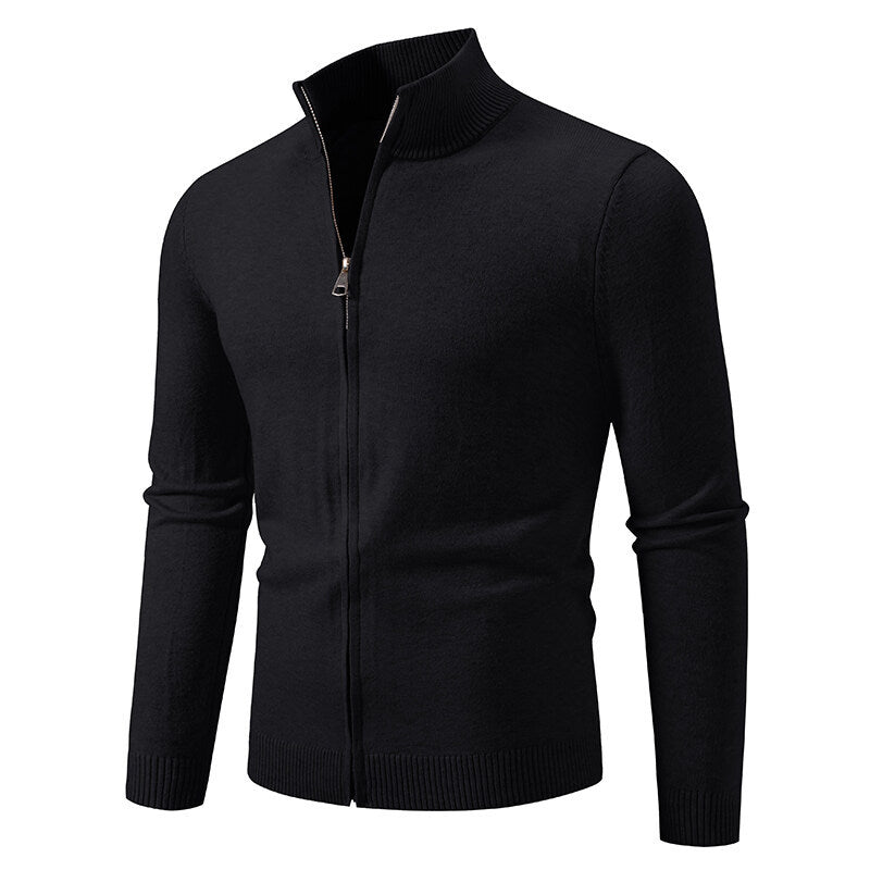 Herren Strickjacke mit modernem Stehkragen und funktionalem Reißverschluss ModeGeist