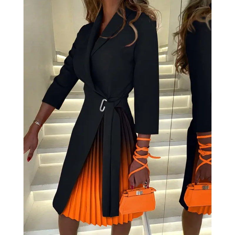 Damen Elegantes Plissee Midi Kleid ModeGeist