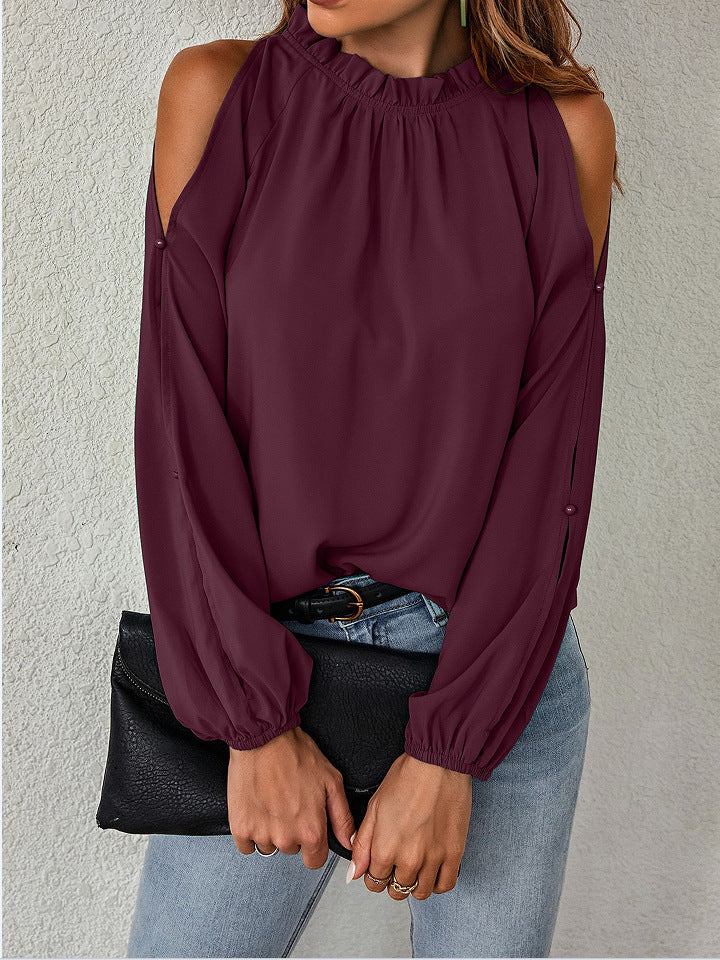 Damen Bluse mit kühlen Schulterdetails und elastischen Ärmeln ModeGeist