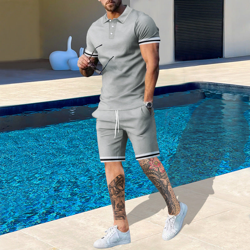 Herren Poloshirt und Shorts-Set mit sportlichen Akzenten ModeGeist