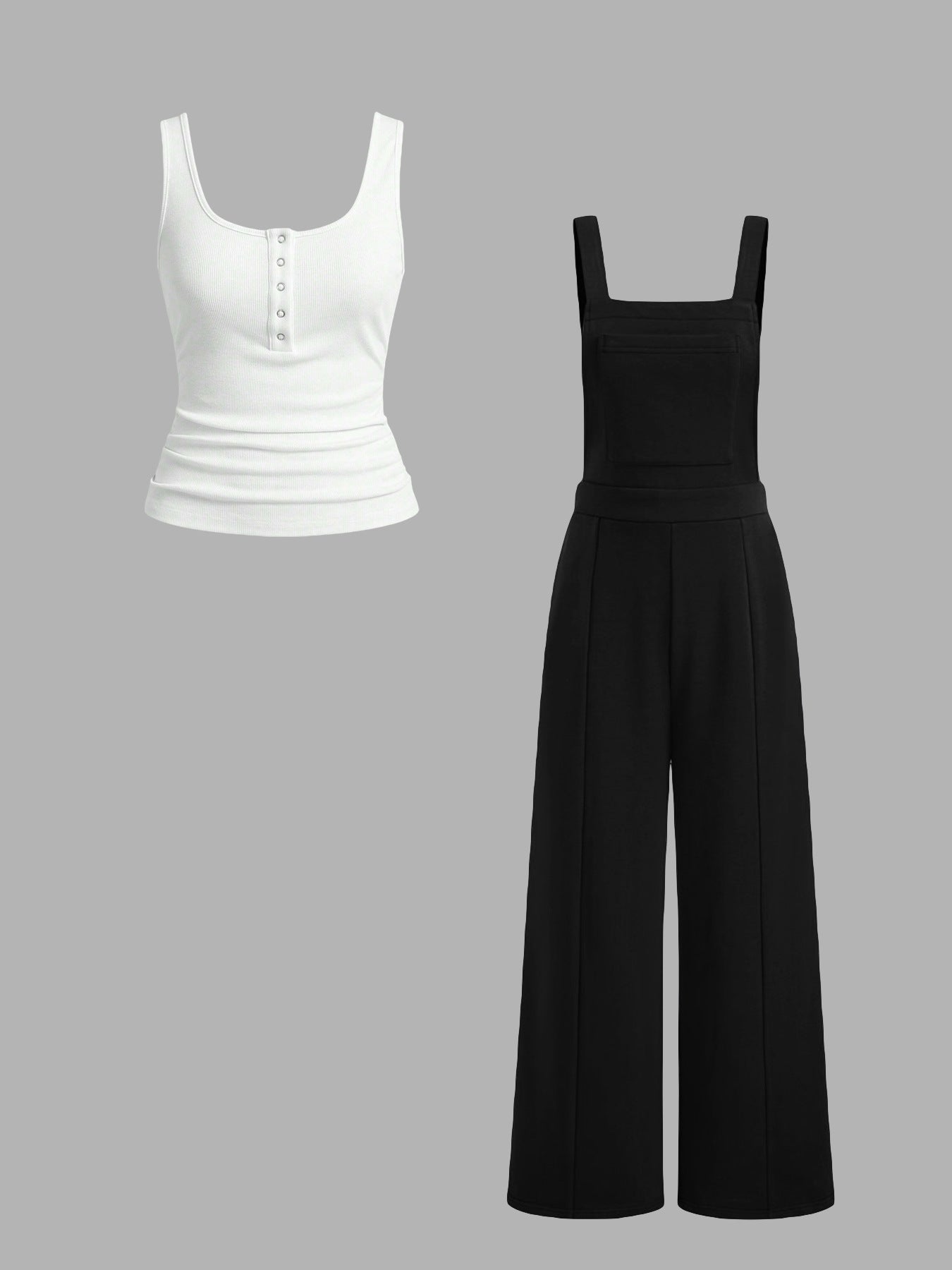 Damen lässiger Tank-Top und weit geschnittenen Latzhose Set ModeGeist