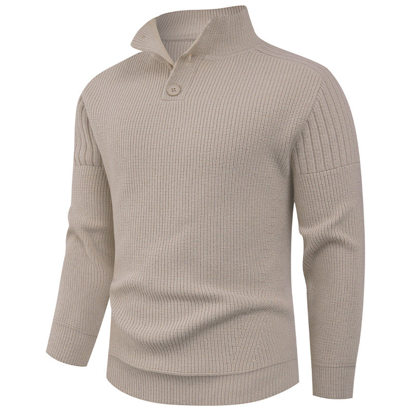 Herren Strickpullover mit hohem Kragen und Knopfdetails ModeGeist