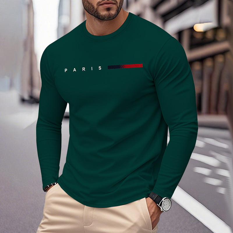Herren Langarm T-Shirt mit modernem Paris-Druck und elastischem Saum ModeGeist