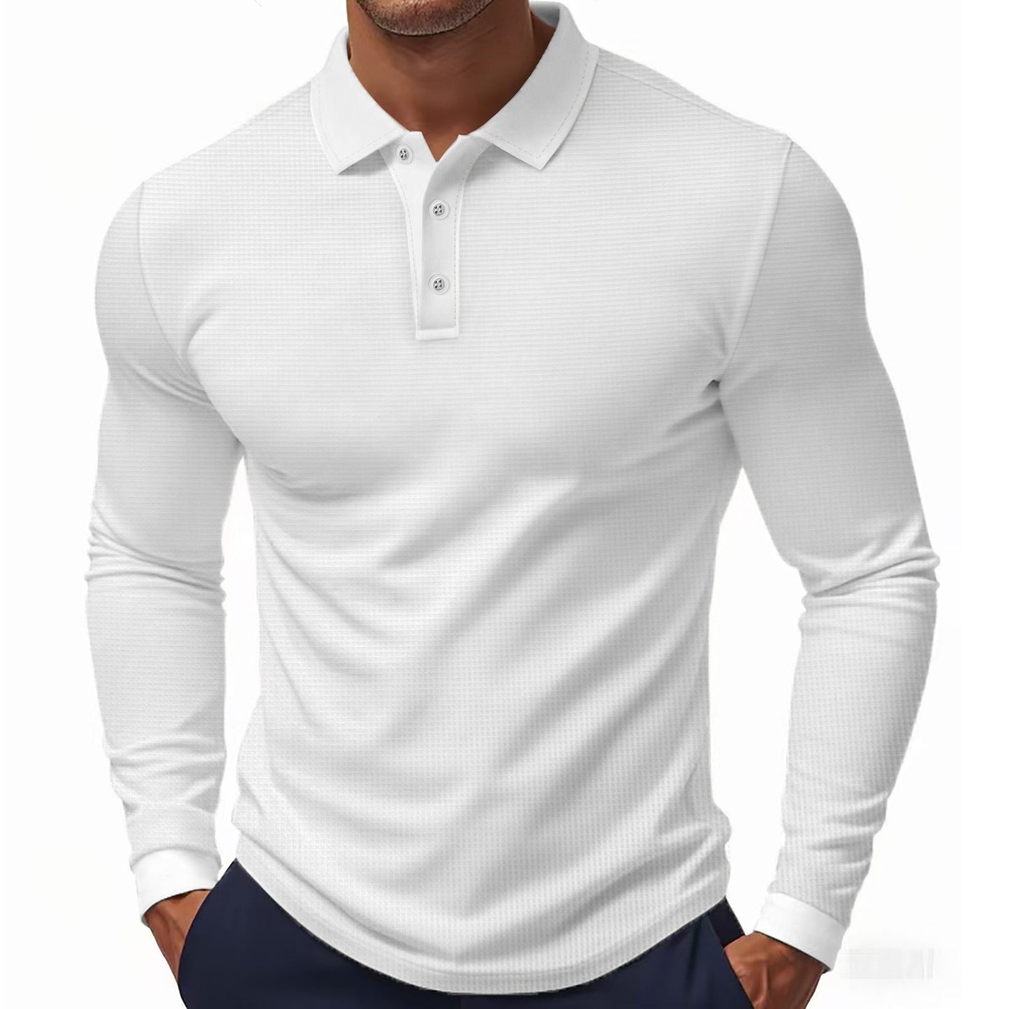 Herren Langarm-Polohemd im strukturierten Design mit modernem Schnitt ModeGeist