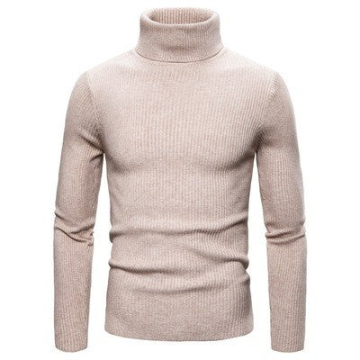 Herren Ripp-Strickpullover mit hohem Kragen und körpernahem Schnitt ModeGeist
